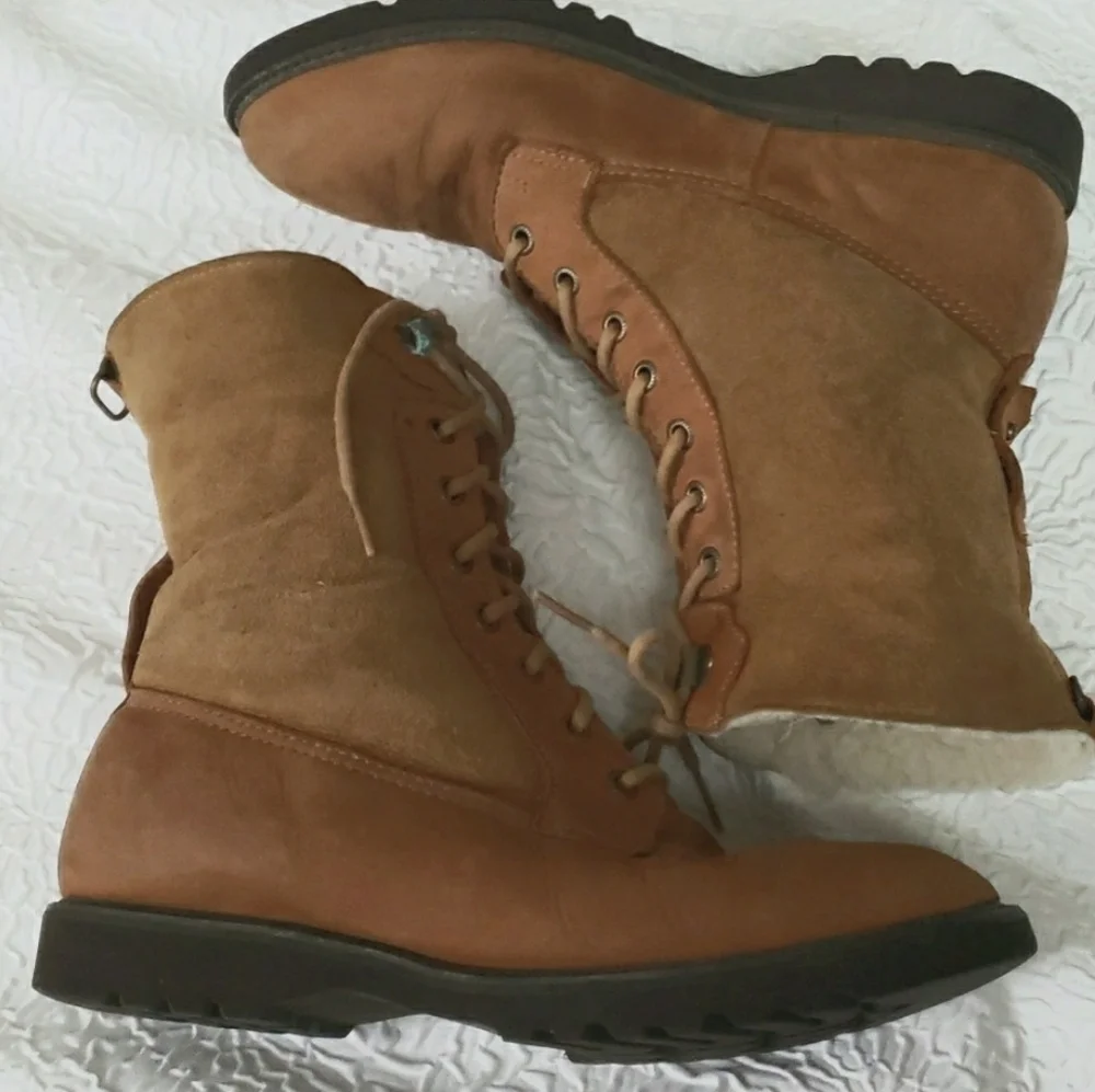 Rockport Vintage Womens Cognac Shearling Leather Boots Outdoor Size 10 W